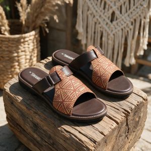 Terracotta & Antique Gold Printed Sandal
