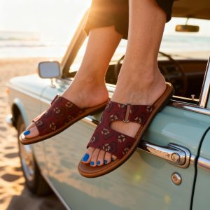 Deep Maroon Heritage Printed Sandal